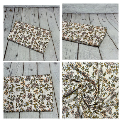 4 Way Stretch Print Spandex Fabric The Yard Tricot Swim Wear Bikini Boho Neutral Mini Floral Fall Rustic Flower Print 280 GSM