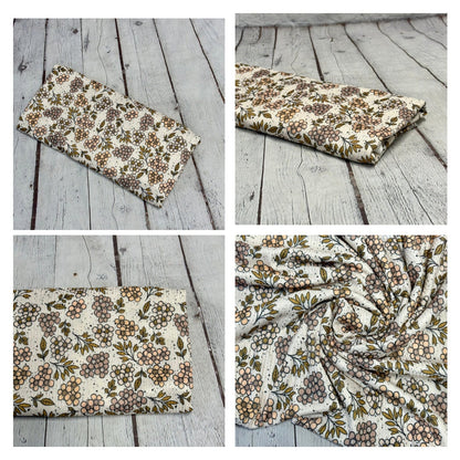 DBP 4x2 Rib Boho Fall Floral Brushed Polyester Spandex Floral Fabric By The Yard