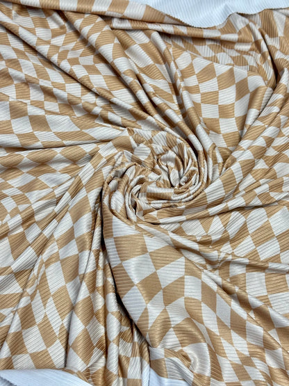 DBP 4x2 Rib Knit Double Brushed Hazy Checks Speed Checkered Polyester Fabric By The Yard