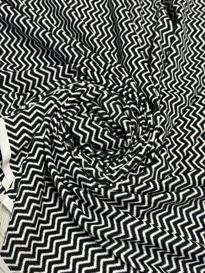 4 Way Stretch Print Nylon Spandex Fabric By The Yard Tricot Swim Wear Bikini Active Wear Chevron Black White