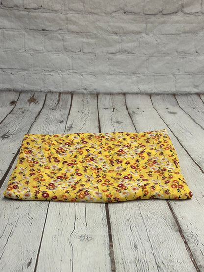 Polyester Chiffon Woven Print Fabric By The Yard Small Mini Yellow  Summer  Floral Print