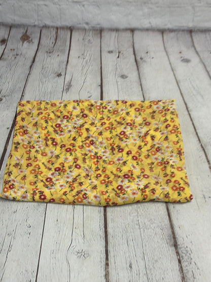 Polyester Chiffon Woven Print Fabric By The Yard Small Mini Yellow  Summer  Floral Print