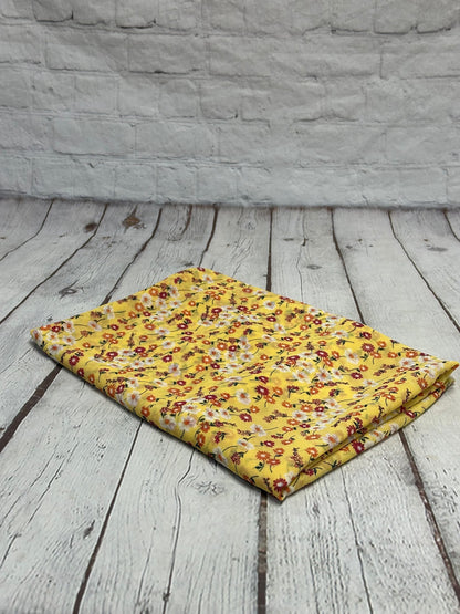 Polyester Chiffon Woven Print Fabric By The Yard Small Mini Yellow  Summer  Floral Print