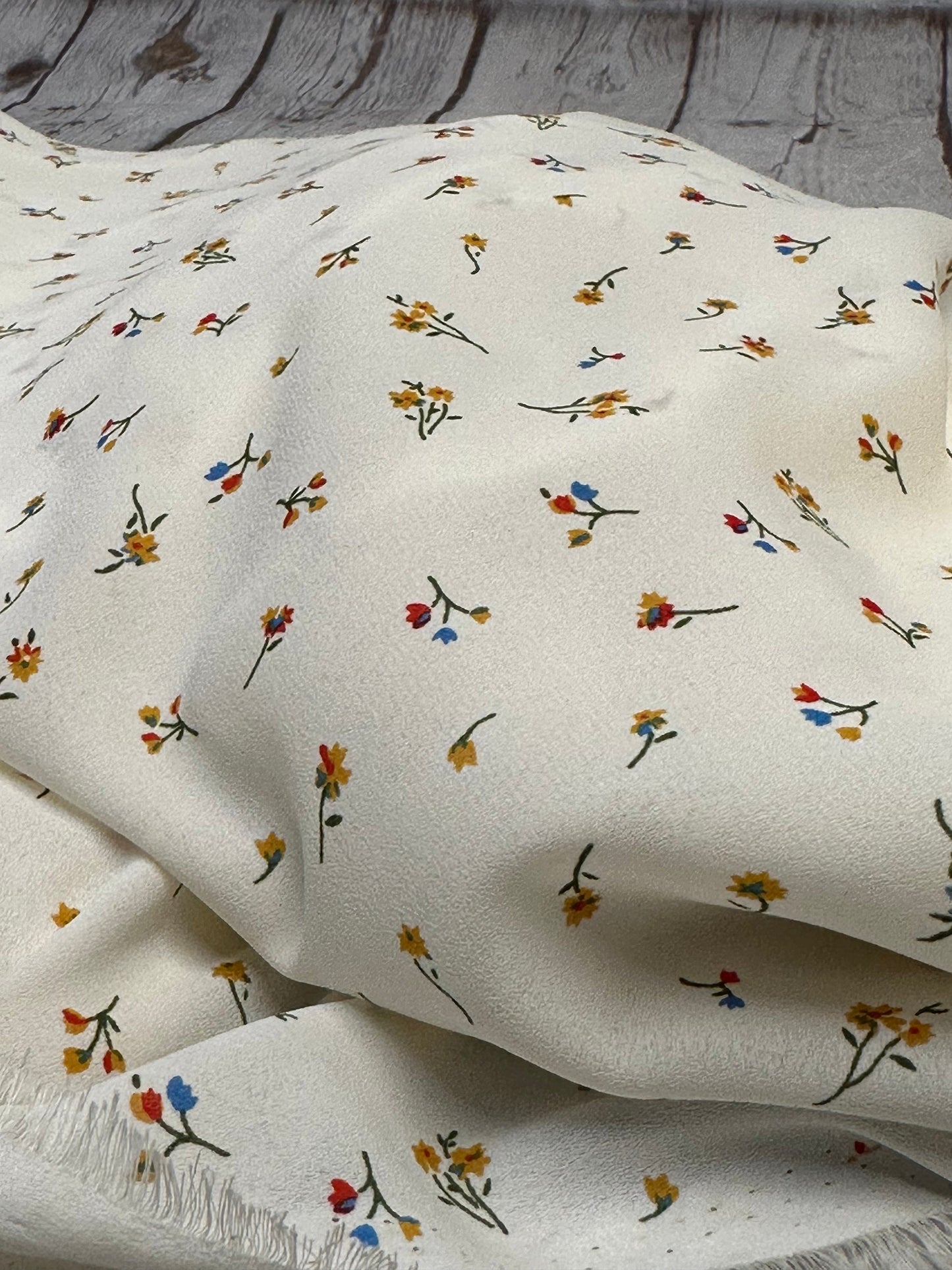 Polyester Wool Dobby Georgette Woven Print Fabric By The Yard Small Mini Multicolor Summer  Floral Flower Print