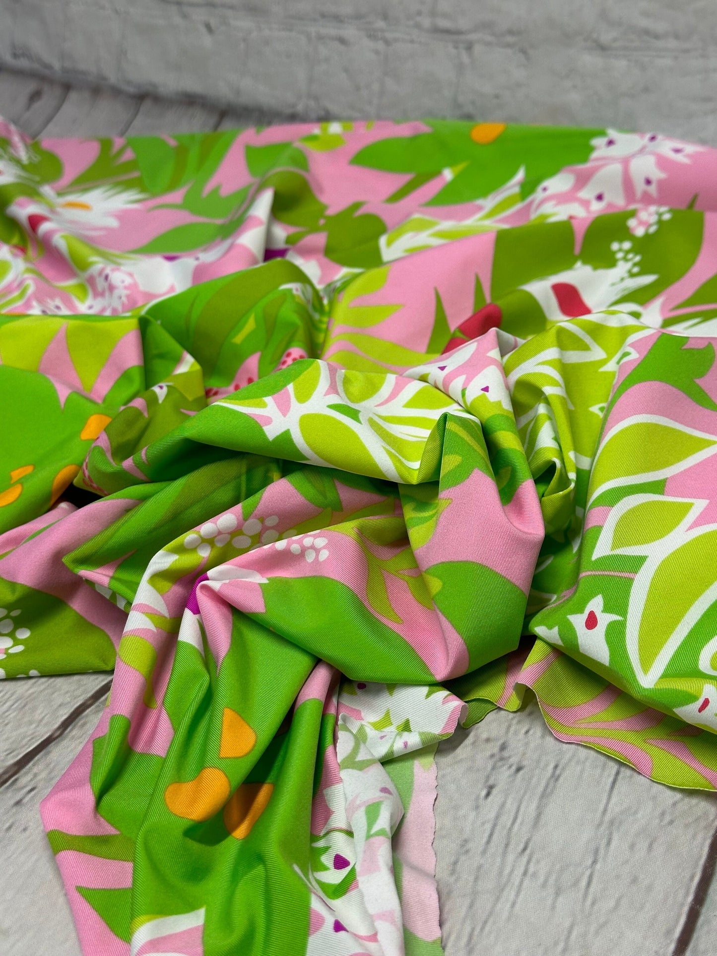 4 Way Stretch Print Nylon Spandex Fabric By The Yard Tricot Swim Wear Bikini Active Wear Tropical Floral Geometric Pink Green Flower