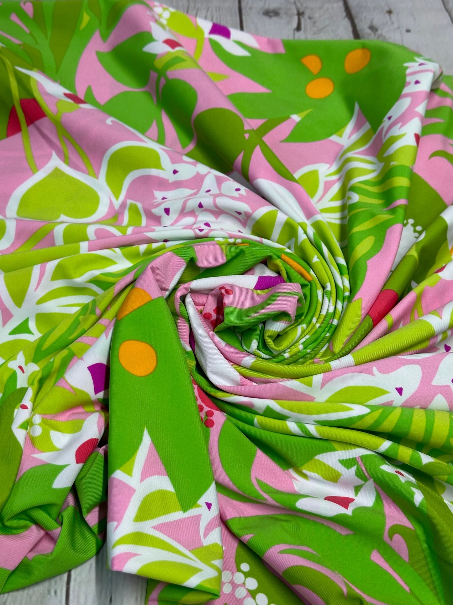 4 Way Stretch Print Nylon Spandex Fabric By The Yard Tricot Swim Wear Bikini Active Wear Tropical Floral Geometric Pink Green Flower