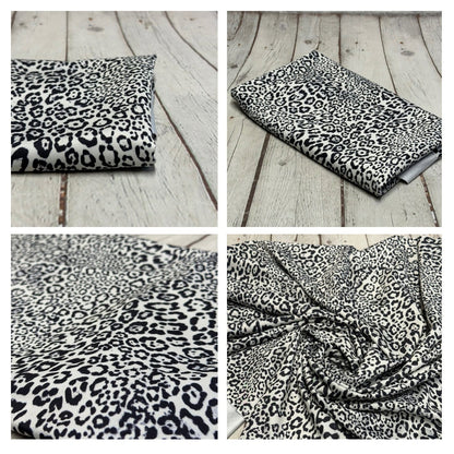 4 Way Stretch Print Nylon Spandex Fabric By The Yard Tricot Swim Wear Bikini Active Wear Small Animal Print Leopard Cheetah Black White