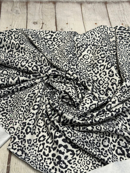 4 Way Stretch Print Nylon Spandex Fabric By The Yard Tricot Swim Wear Bikini Active Wear Small Animal Print Leopard Cheetah Black White