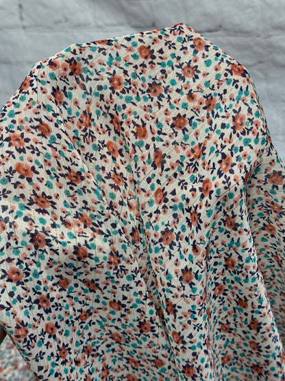 Polyester Chiffon Woven Print Fabric By The Yard Mini Multicolor Lurix Metallic Flower Summer  Floral Print Summer Flowy Dress