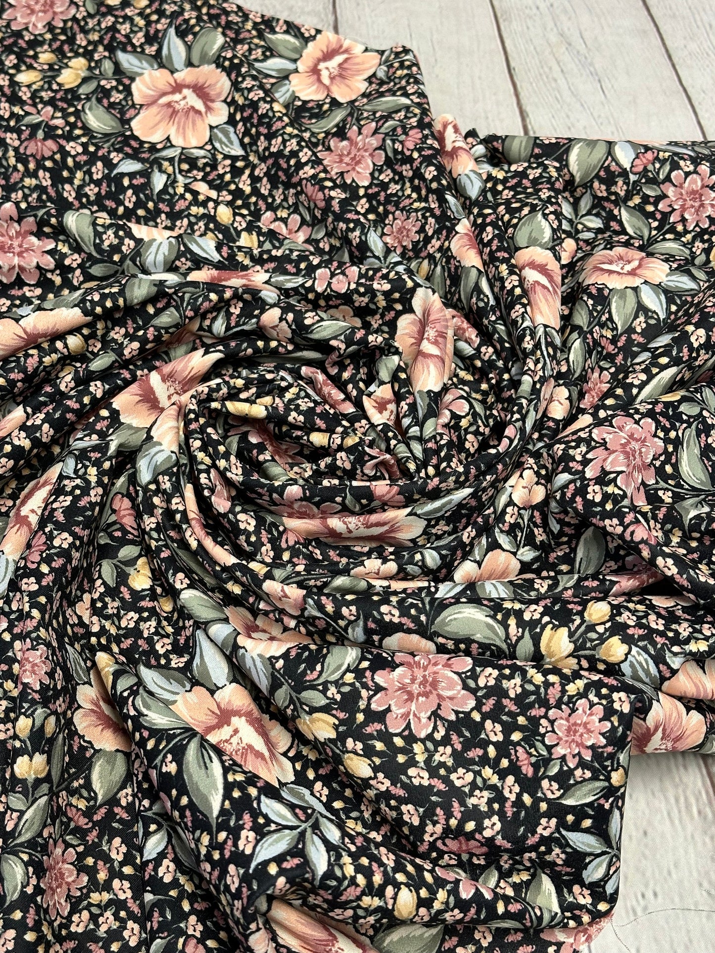 Airflow Woven Print Fabric By The Yard Big and Small Multi Color Summer  Floral Print Black