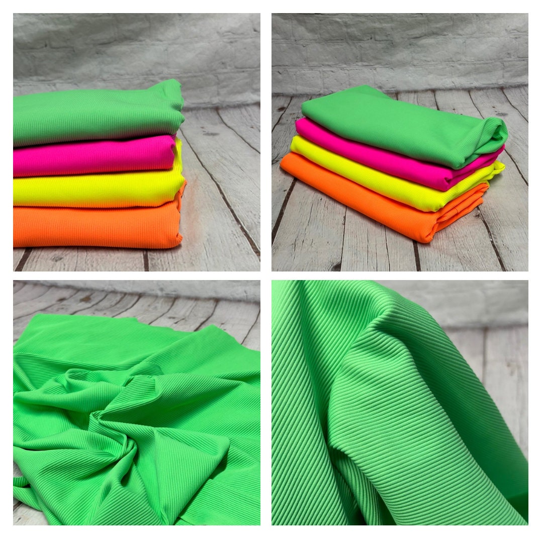 4 Way Stretch Print NeonRib Nylon Spandex Fabric By The Yard Tricot Swim Wear Bikini Active Wear