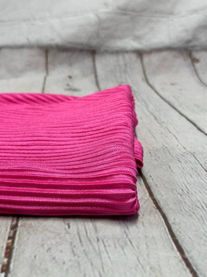 New Item! Polyester Crinkled Accordion Pleaded Hot Pink Polyester Fabric By the Yard