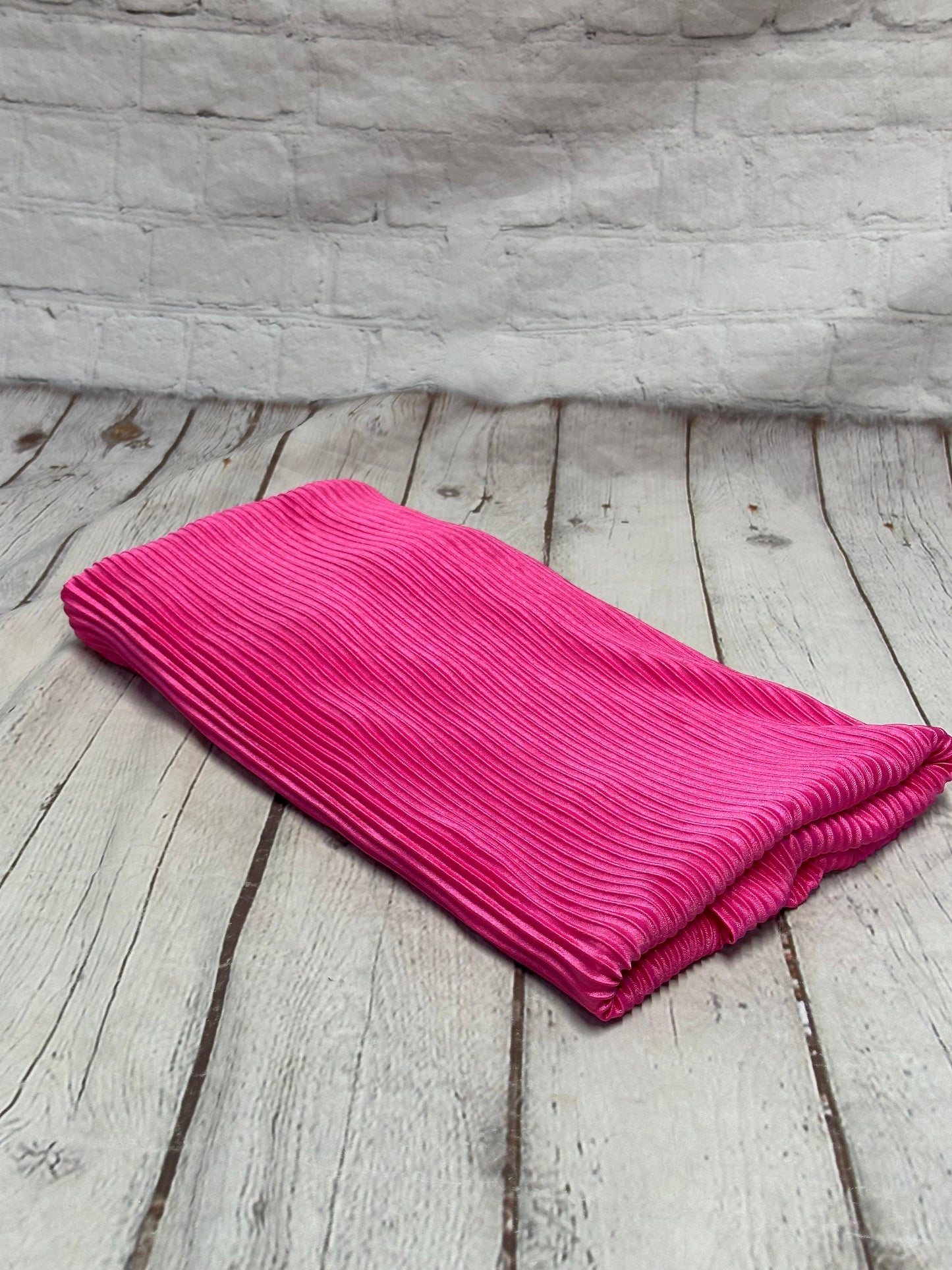 New Item! Polyester Crinkled Accordion Pleaded Hot Pink Polyester Fabric By the Yard