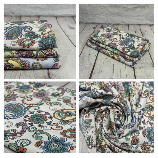 Rayon Challis Woven Print Fabric By The Yard Dusty Vinatge Paisley Flower Geometric Summer Boho Ditsy Floral Print