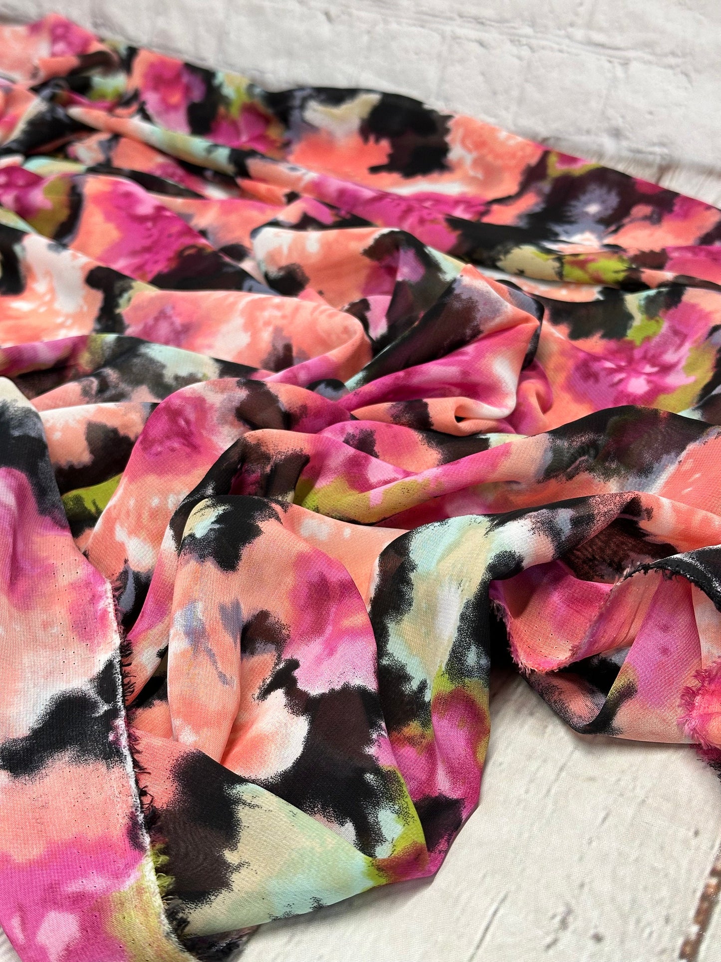 Polyester Chiffon Woven Print Fabric By The Yard Multi color Tie Dye Summer  Bright Print Summer Flowy Dress