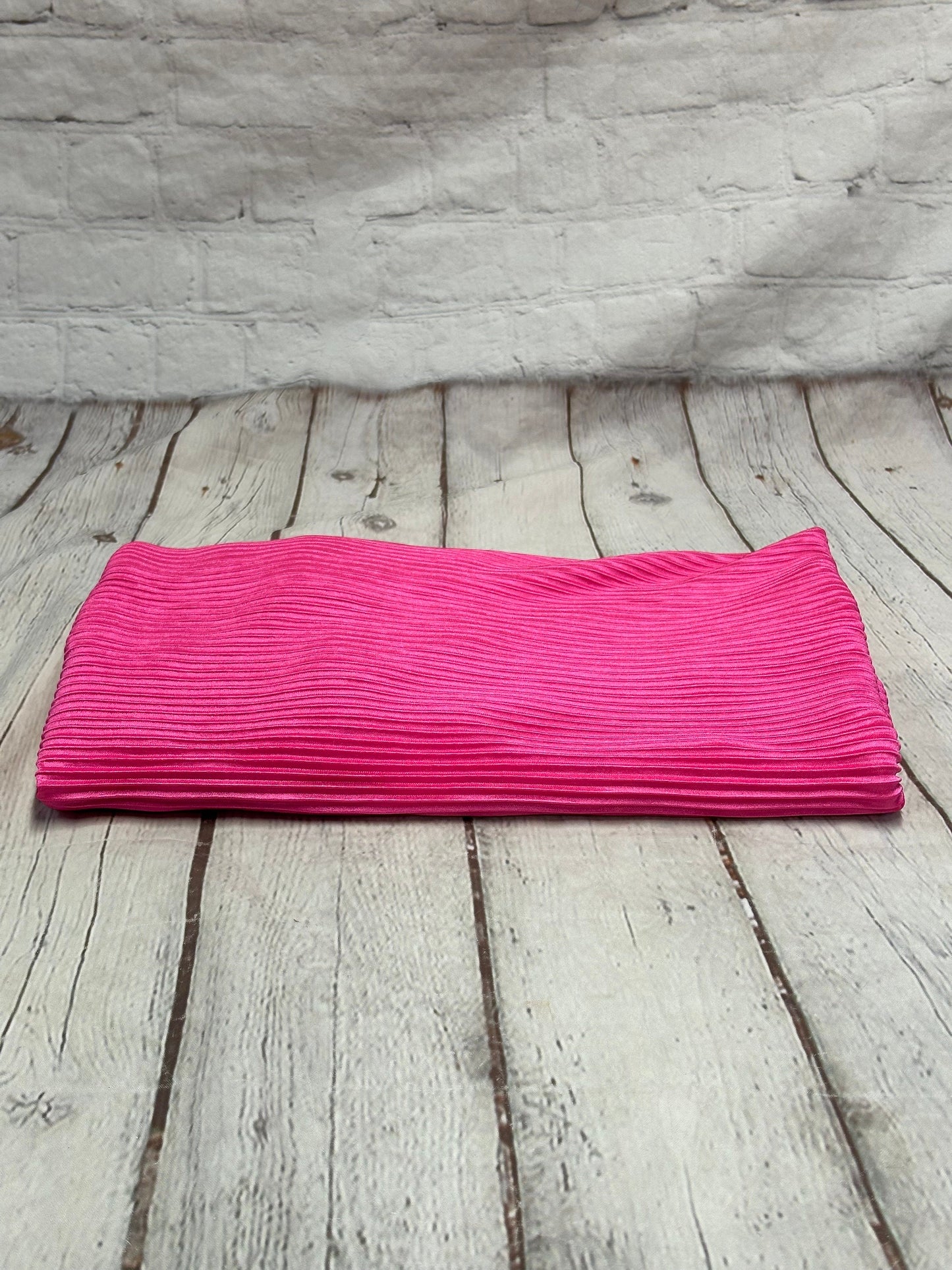 New Item! Polyester Crinkled Accordion Pleaded Hot Pink Polyester Fabric By the Yard