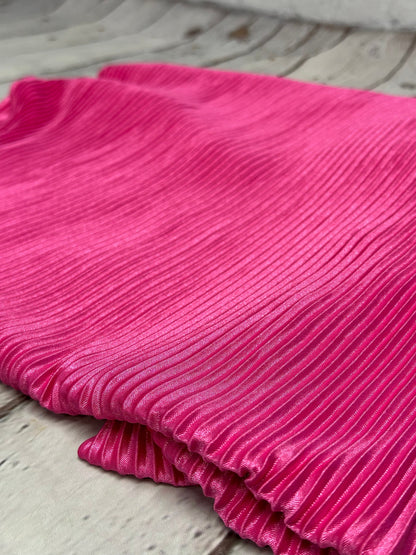 New Item! Polyester Crinkled Accordion Pleaded Hot Pink Polyester Fabric By the Yard