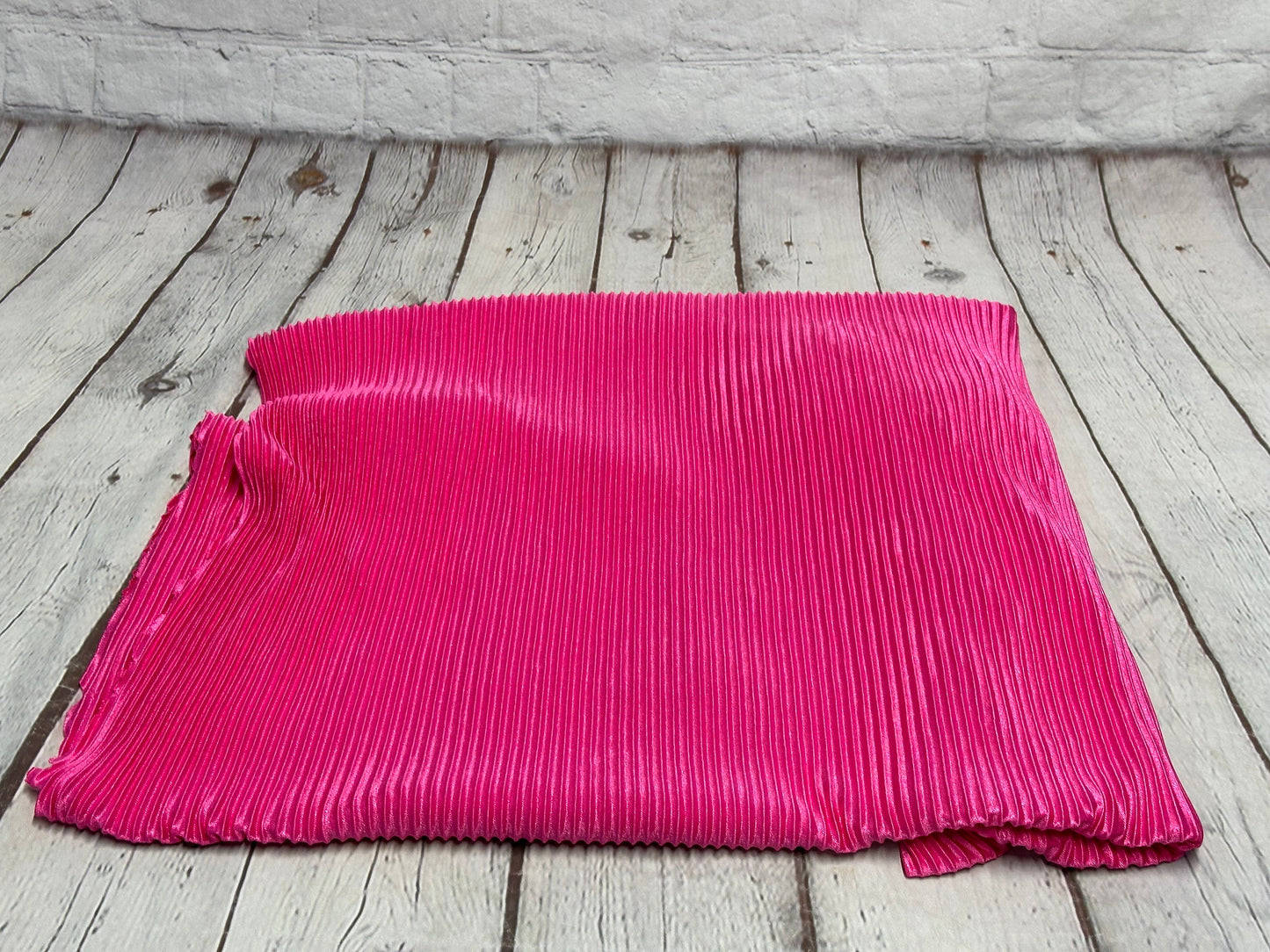 New Item! Polyester Crinkled Accordion Pleaded Hot Pink Polyester Fabric By the Yard