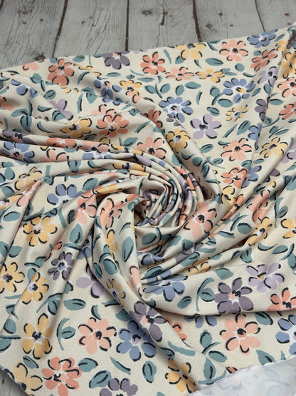 4 Way Stretch Print Spandex Fabric By The Yard Tricot Swim Wear Bikini Multicolor Ditsy Rose Floral Flower 280 GSM