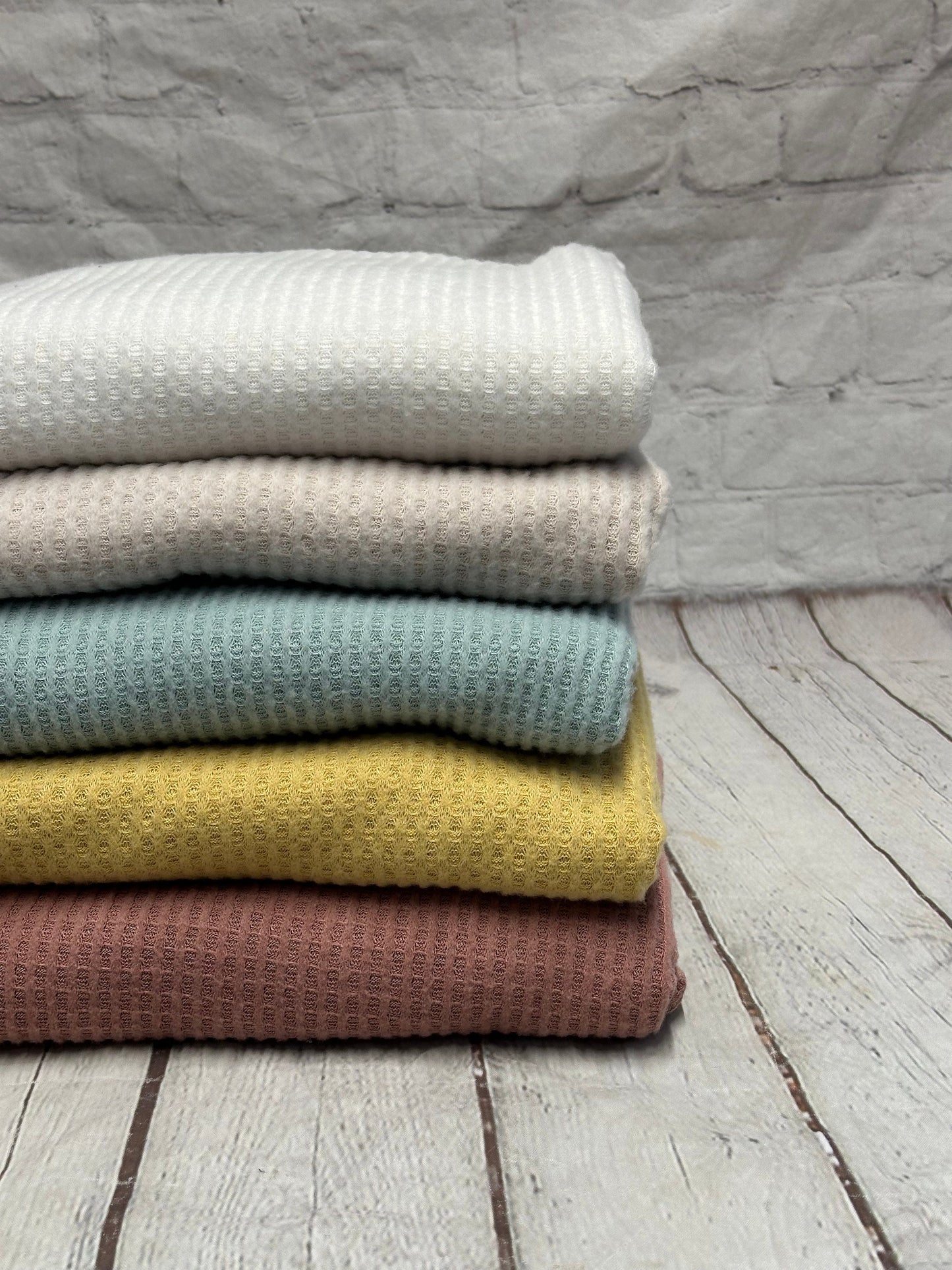 New colors! Soft Pastel Colors Soft Brushed Waffle Sweater Knit Fabric By The Yard Fuzzy Thermal