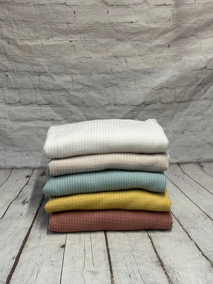 New colors! Soft Pastel Colors Soft Brushed Waffle Sweater Knit Fabric By The Yard Fuzzy Thermal