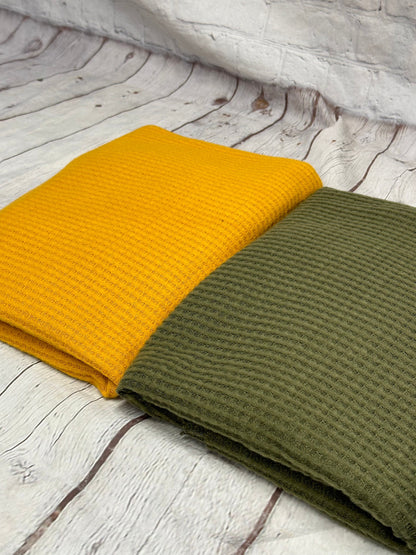 New colors! Fall Colors Soft Brushed Waffle Sweater Knit Fabric By The Yard Fuzzy Thermal