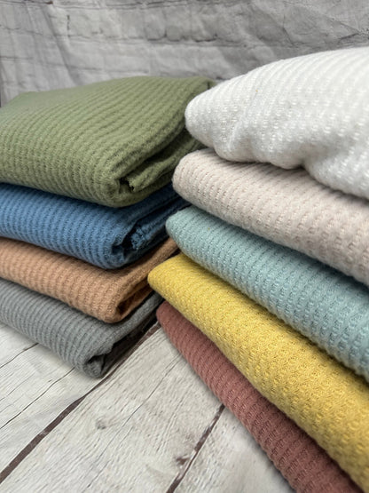 New colors! Soft Pastel Colors Soft Brushed Waffle Sweater Knit Fabric By The Yard Fuzzy Thermal