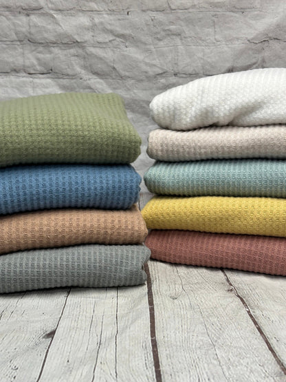 New colors! Soft Pastel Colors Soft Brushed Waffle Sweater Knit Fabric By The Yard Fuzzy Thermal