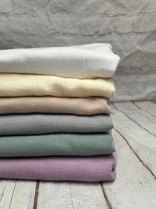 60 inch Wide! 100% Cotton  Double Gauze Muted Pastel Colors Fabric By The Yard