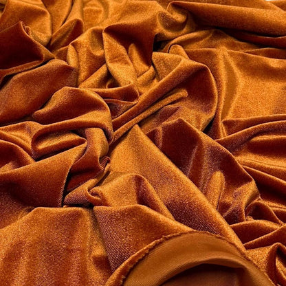 VELVET  Stretch Polyester Fabric By The Yard Copper