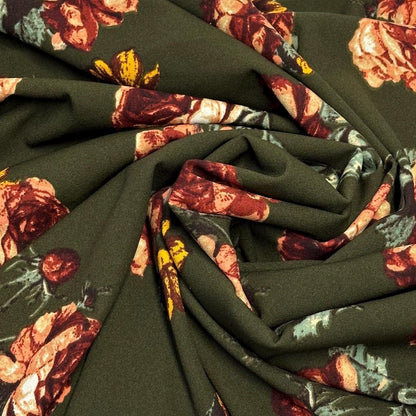 Techno Crepe Scuba Fabric Strech Knit for Dress Pants Blouse Fabric By The Yard Fall Floral Flowers