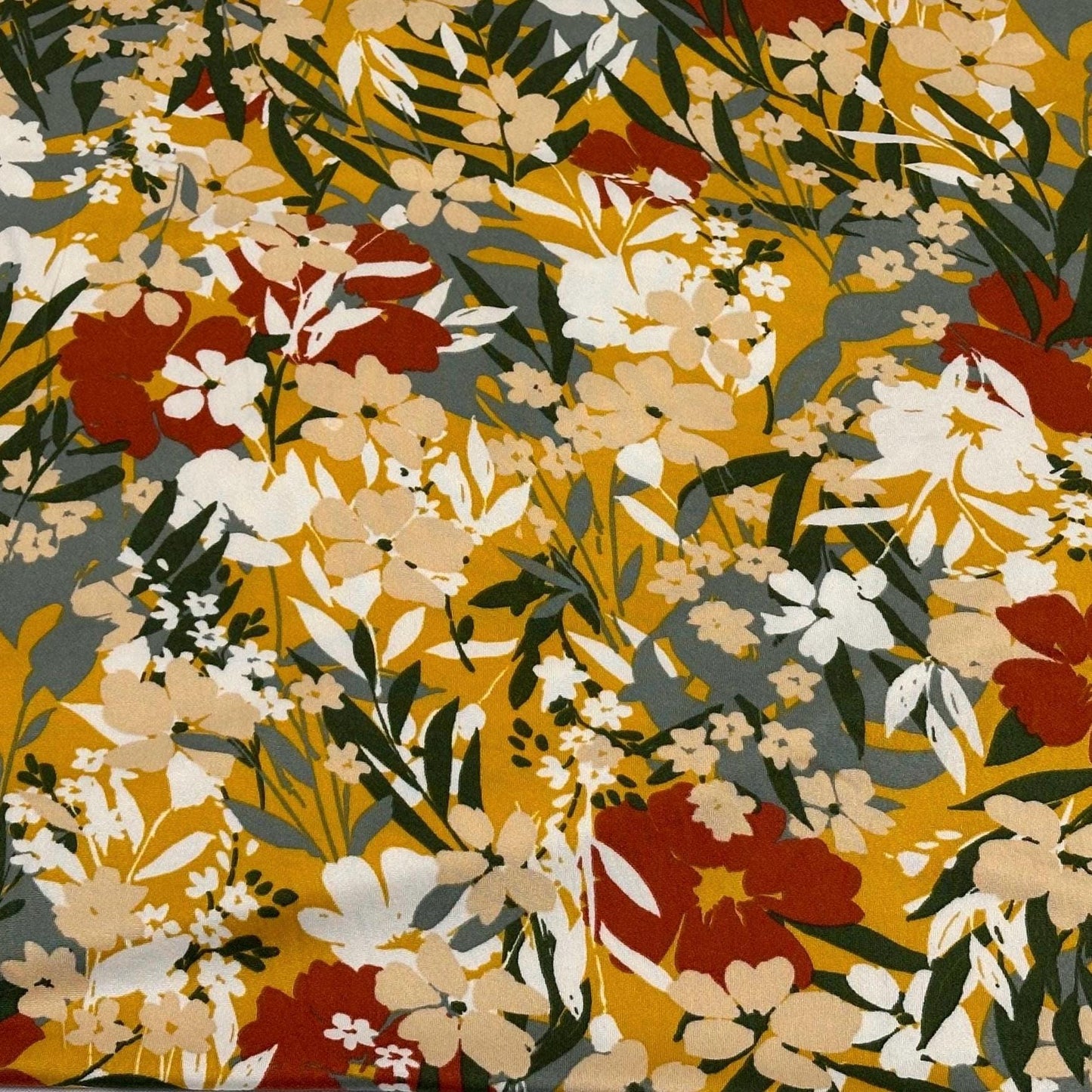 DBP Double Brushed Poly Spandex DTY Print  Floral Palm Flower Tropical Print By The Yard