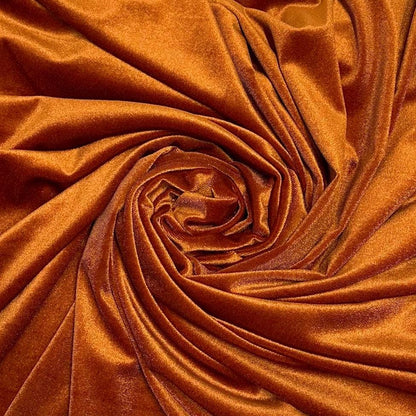 VELVET  Stretch Polyester Fabric By The Yard Copper