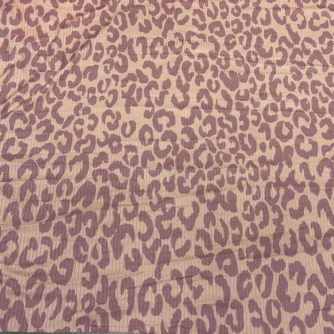 DBP 4x2 Rib Knit Double Brushed Pink Animal Print Leopard Cheetah Polyester Fabric By The Yard