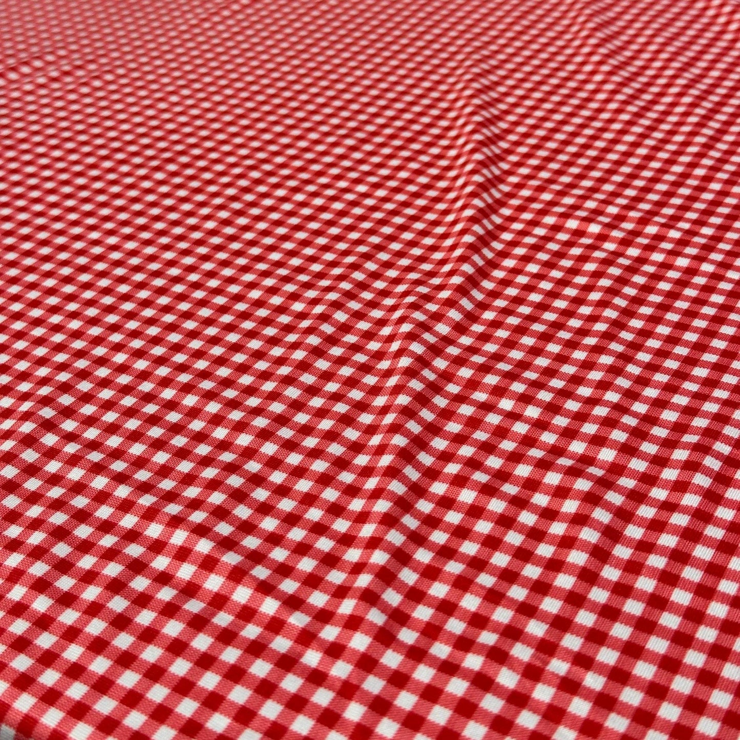 DBP Double Brushed Poly Spandex Gingham Pring Small Checkered Print By The Yard Red