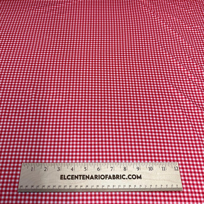 DBP Double Brushed Poly Spandex Gingham Pring Small Checkered Print By The Yard Red