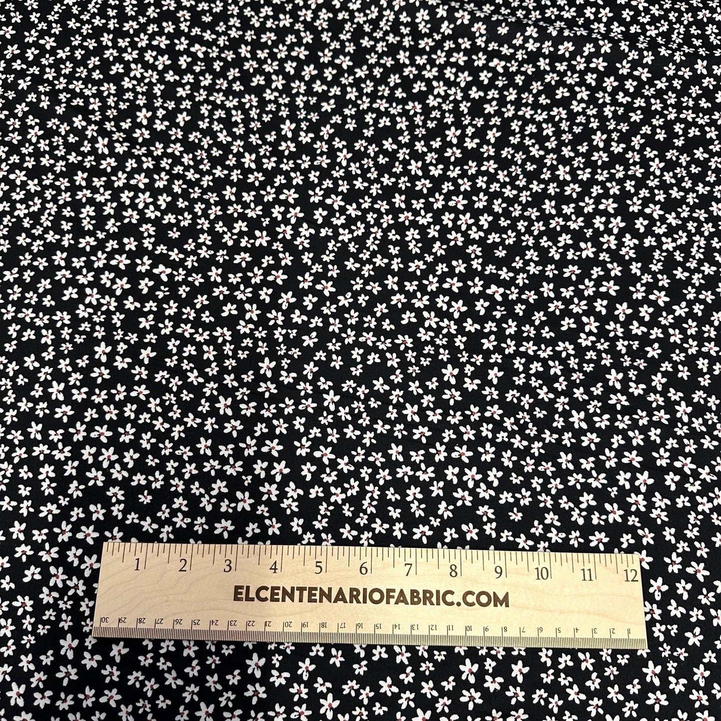 DBP Double Brushed Poly Spandex Print Ditsy Flower Vintage Mini Floral Print By The Yard Black