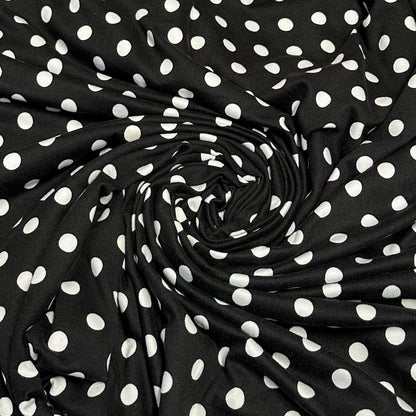 DBP Double Brushed Poly Spandex DTY Print Black White Polka Dot Swiss Dot Print By The Yard