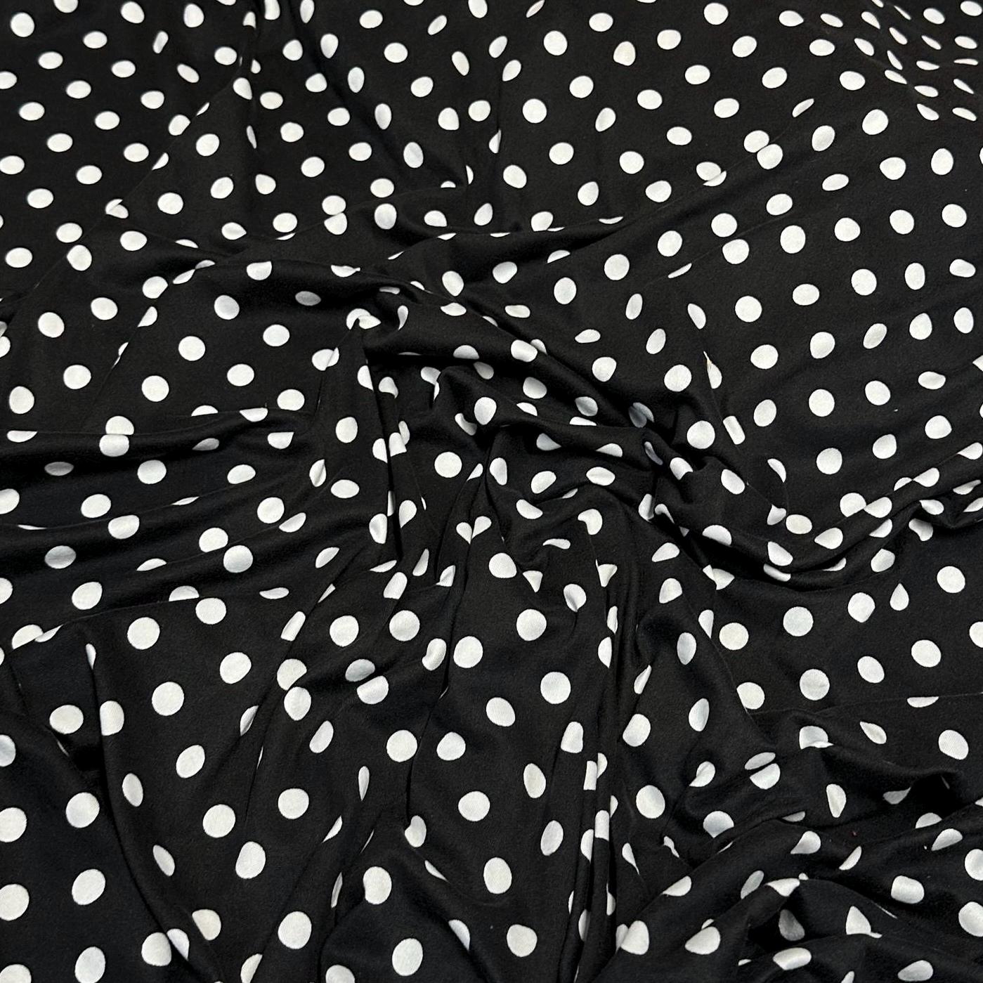 DBP Double Brushed Poly Spandex DTY Print Black White Polka Dot Swiss Dot Print By The Yard