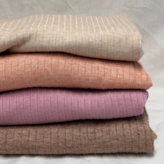 Cashmere 5x1 Rib Knit Feel Premium Sweater Knit Fabric By The Yard | 250GSM Open Weave