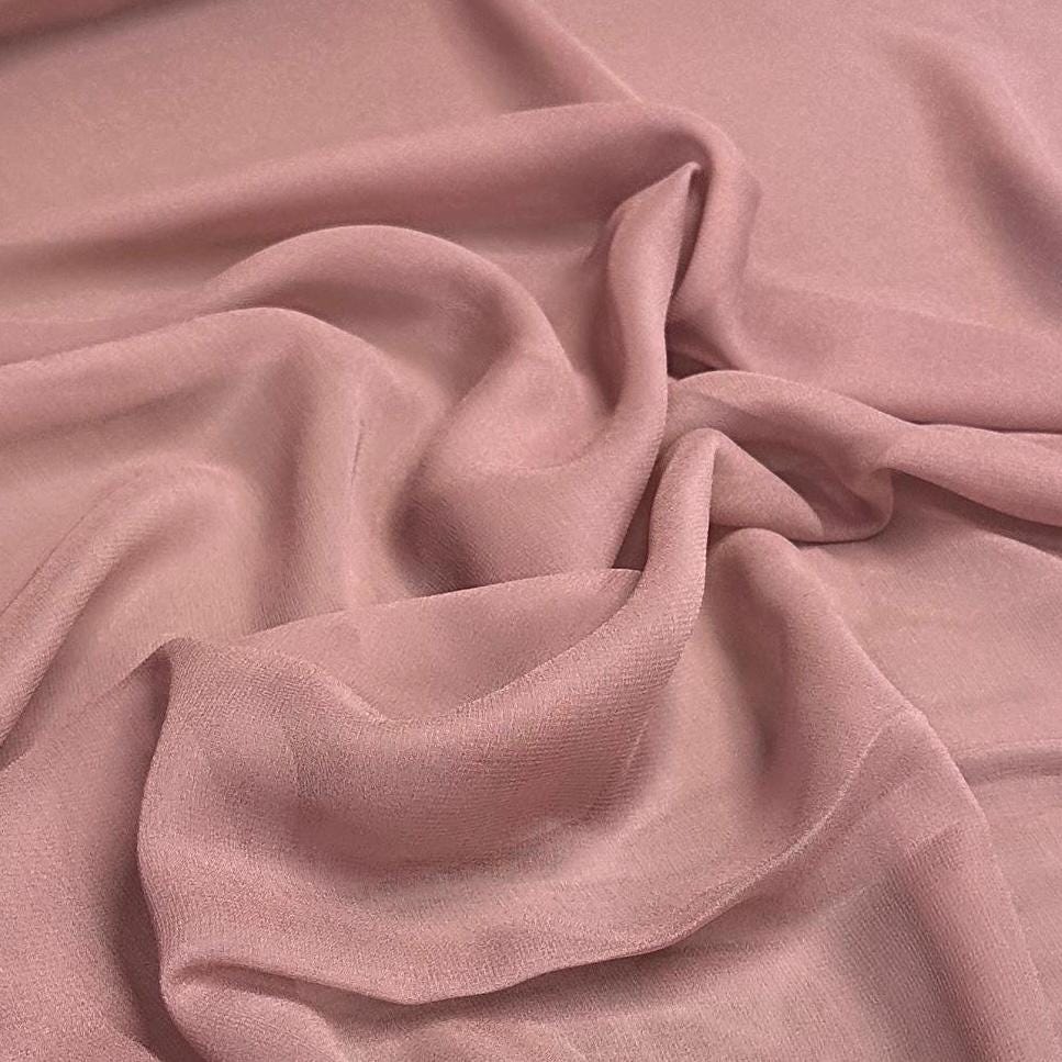 100% Silk Chiffon Solid Silk Fabric By The Yard Mauve 45 inch