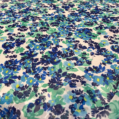 Polyester Chiffon Woven Print Fabric By The Yard Blue Flower Summer  Floral Print Summer Flowy Dress