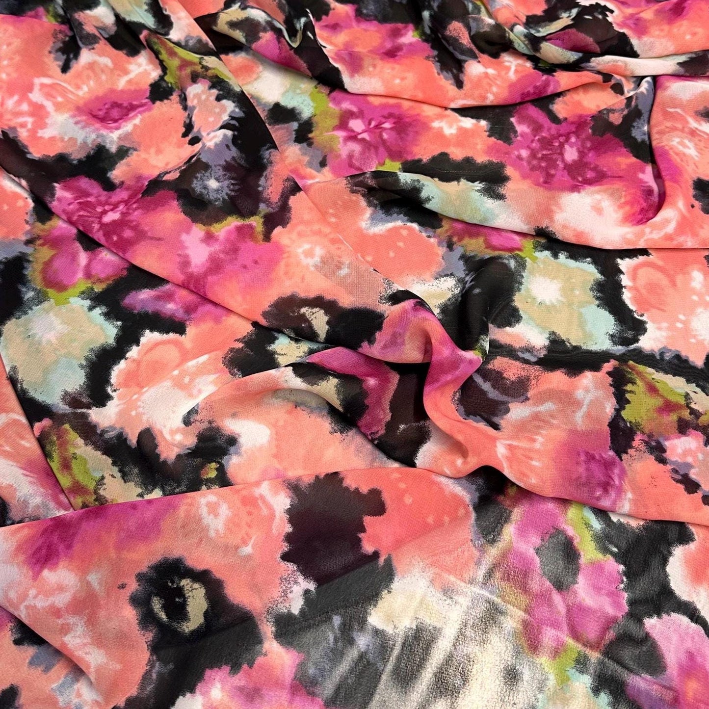 Polyester Chiffon Woven Print Fabric By The Yard Multi color Tie Dye Summer  Bright Print Summer Flowy Dress