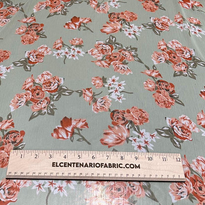 Polyester Chiffon Woven Print Fabric By The Yard Sage Flower Summer  Floral Print Summer Flowy Dress