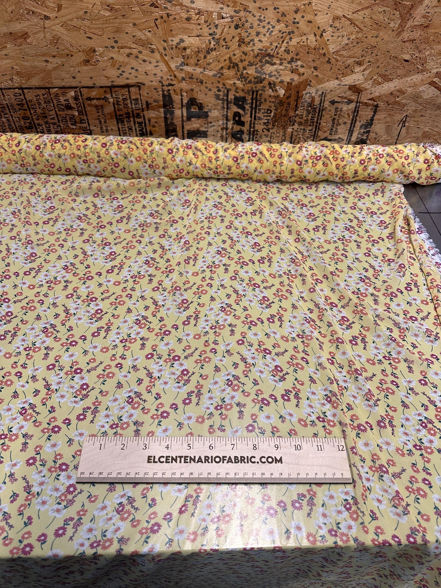 Polyester Chiffon Woven Print Fabric By The Yard Small Mini Yellow  Summer  Floral Print