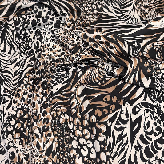 4 Way Stretch Print Nylon Spandex Fabric By The Yard Tricot Swim Wear Bikini Active Wear Brown Cheetah Zebra Leopard Animal  Print 280 GSM