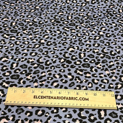 4 Way Stretch Print Nylon Spandex Fabric By The Yard Tricot Swim Wear Bikini Active Wear Denim Blue Animal Cheetah Leopard Print 280 GSM