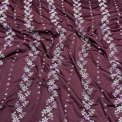 4 Way Stretch Print Nylon Spandex Fabric By The Yard Tricot Swim Wear Bikini Active Wear Embroidered Texture Eyelet Plum