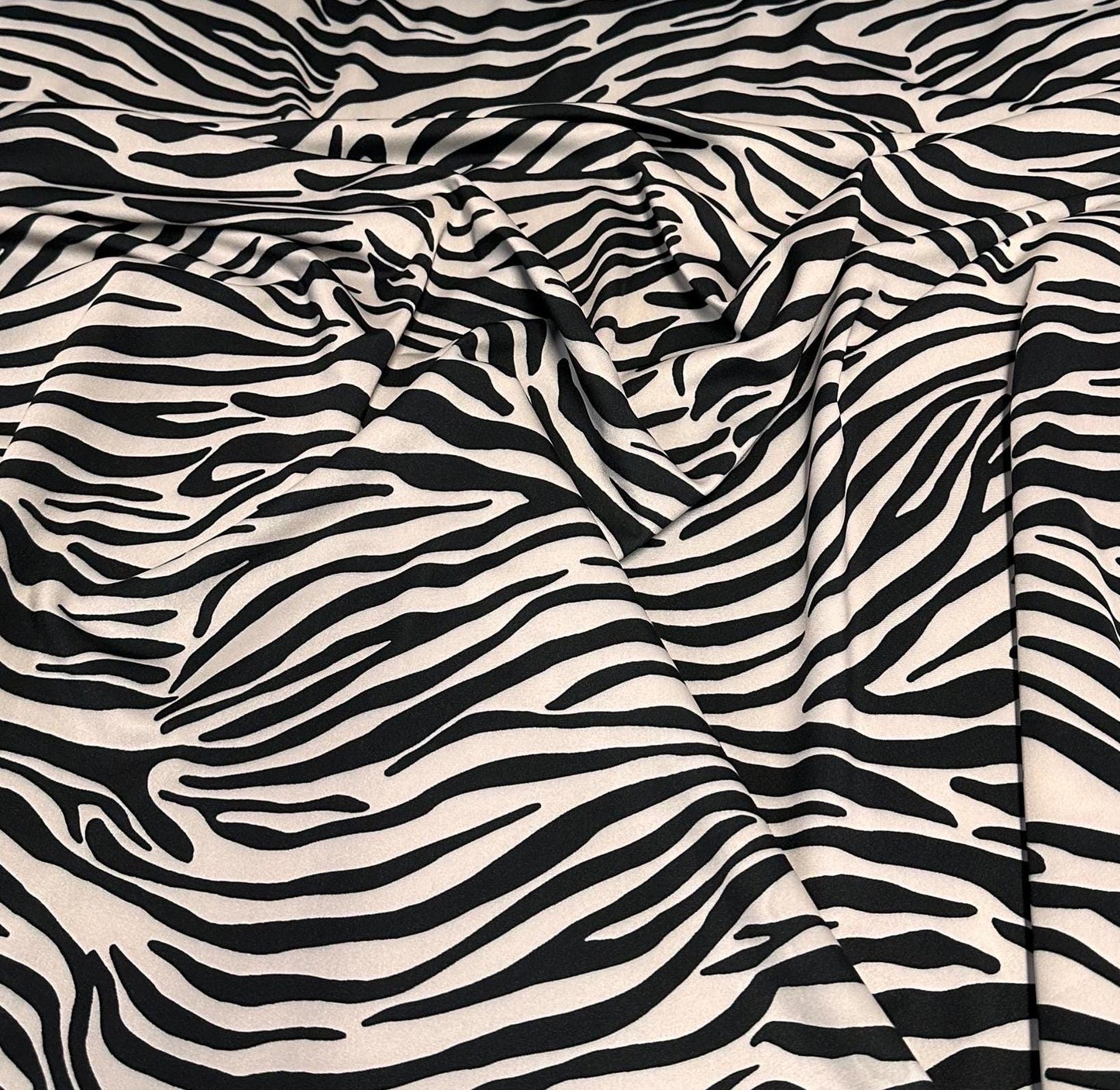 4 Way Stretch Print Nylon Spandex Fabric By The Yard Tricot Swim Wear Bikini Active Wear Black White  Zebra Animal  Print