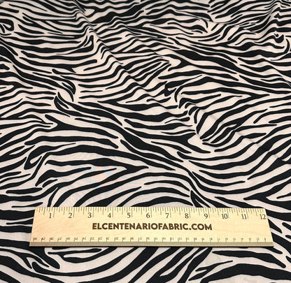 4 Way Stretch Print Nylon Spandex Fabric By The Yard Tricot Swim Wear Bikini Active Wear Black White  Zebra Animal  Print